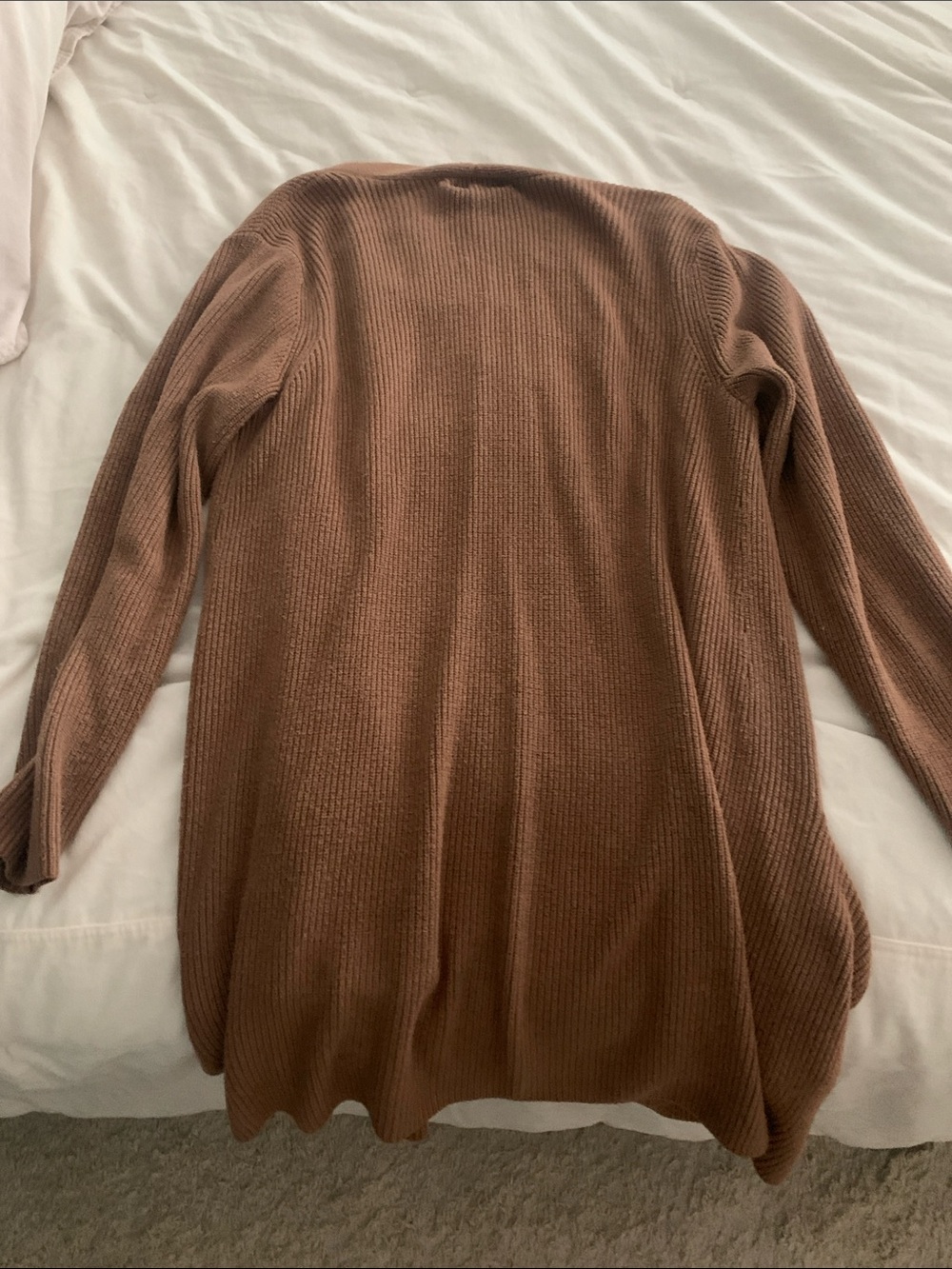 Old Navy Open-Front Brown Ribbed Pocket Cardigan - Picture 4 of 4